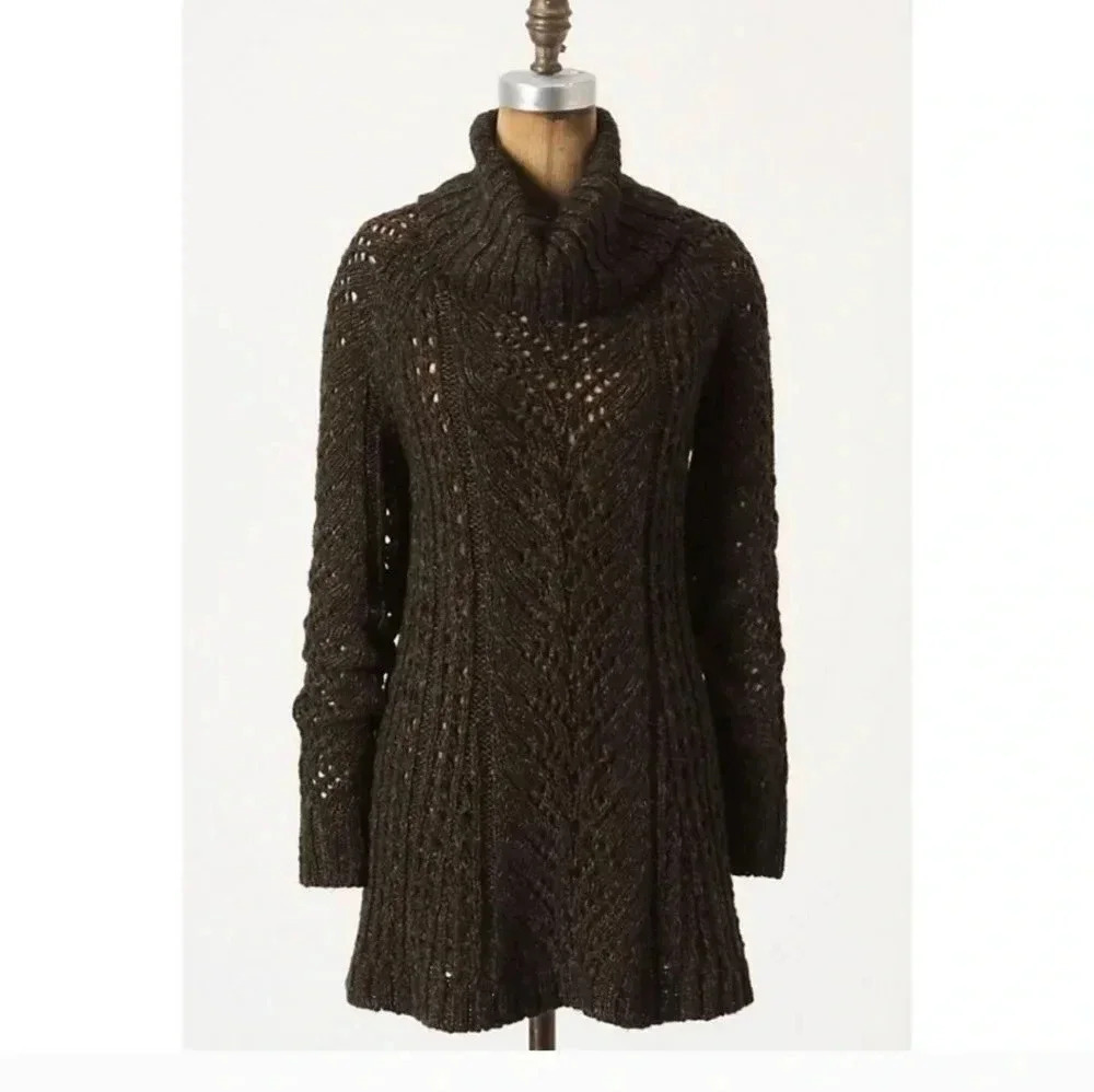 Sleeping on Snow Anthropologie Eldora Linen/Wool Blend Tunic Knit Sweater(XS)